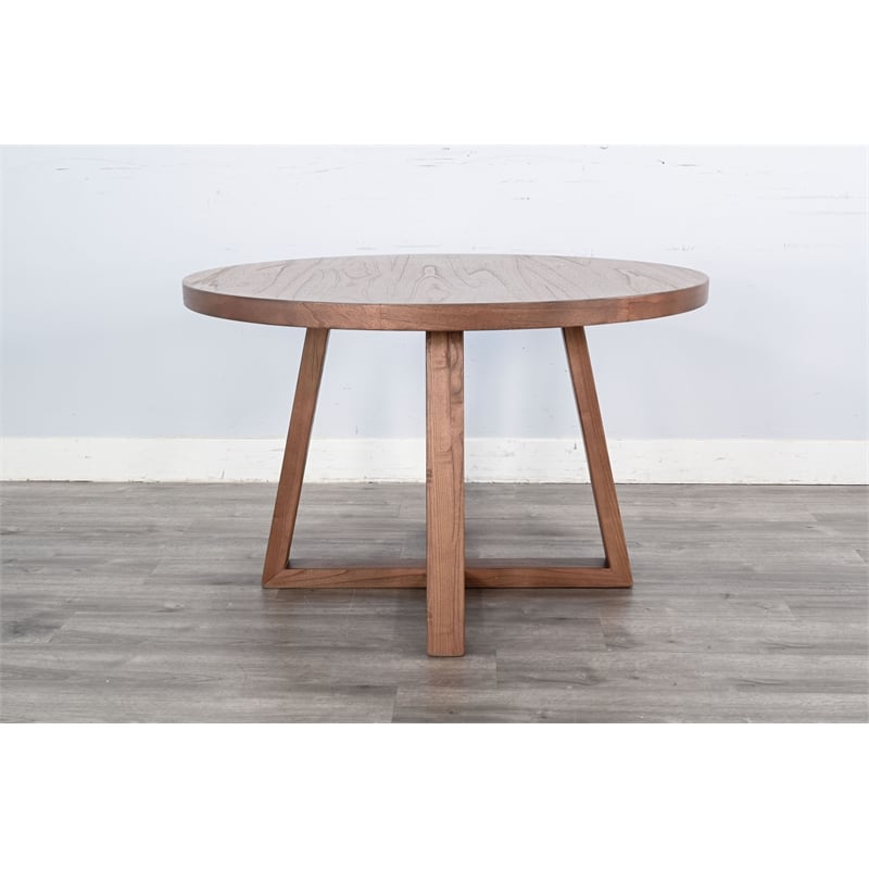 Pemberly Row Brown Finish Contemporary Wood Round Dining Table