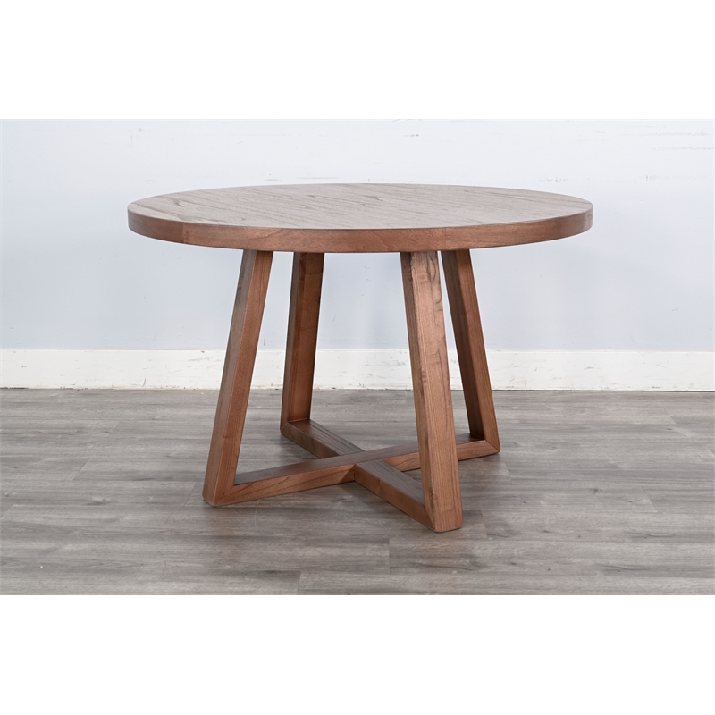 Pemberly Row Brown Finish Contemporary Wood Round Dining Table