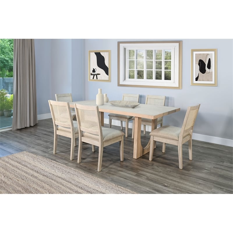Pemberly Row Wood Contemporary Arched Leg Off White Dining Table