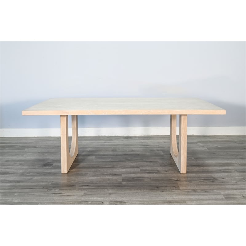 Pemberly Row Wood Contemporary Arched Leg Off White Dining Table