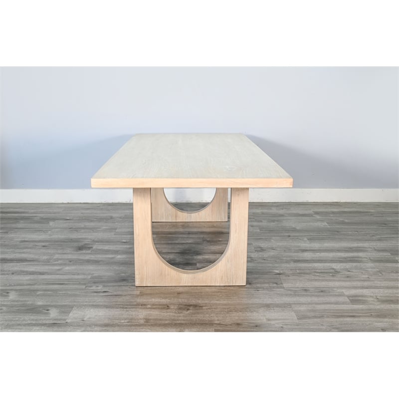 Pemberly Row Wood Contemporary Arched Leg Off White Dining Table