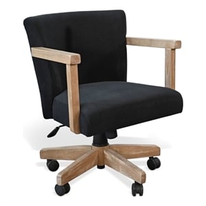 Pemberly Row Wood Farmhouse Natural Finish Rolling Office Chair