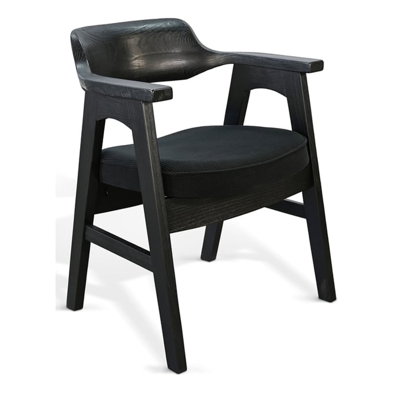 Pemberly Row Wood Mid-Century Dining Armchair (Set of 2) in Black