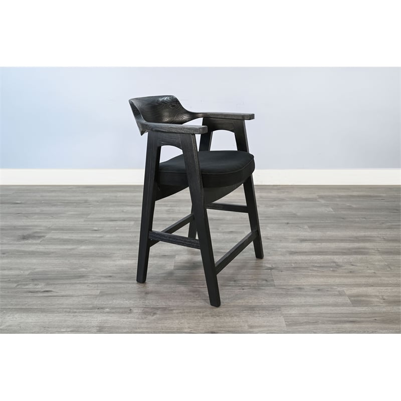 Pemberly Row Wood Mid-Century Counter Stool (Set of 2) in Black
