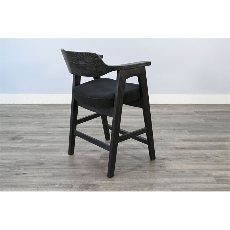 Pemberly Row Wood Mid-Century Counter Stool (Set of 2) in Black