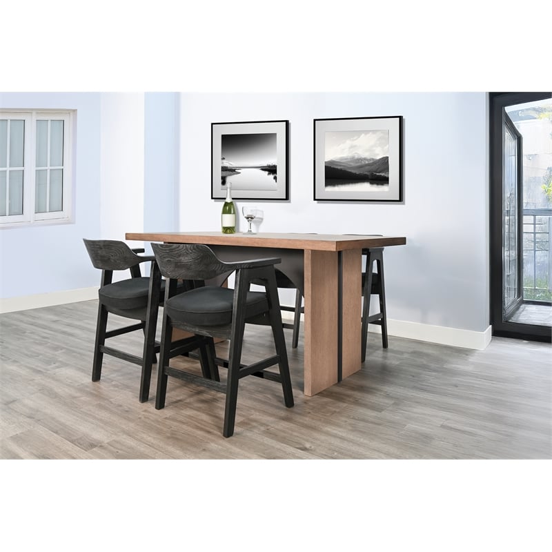 Pemberly Row Wood Mid-Century Counter Stool (Set of 2) in Black