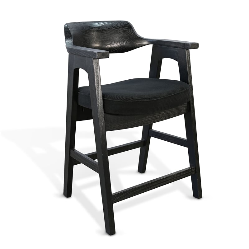 Pemberly Row Wood Mid-Century Counter Stool (Set of 2) in Black