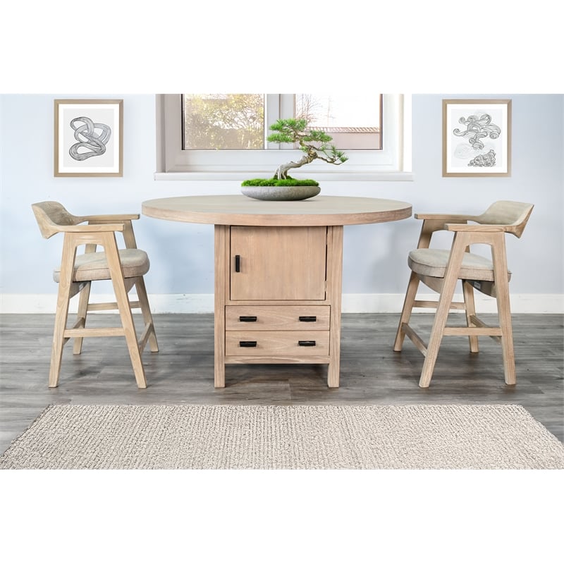 Pemberly Row Wood Natural Mid-Century Counter Stool (Set of 2)