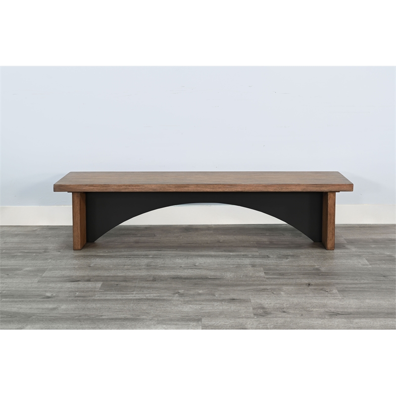 Pemberly Row Modern Wood Dining Bench with Arched Accent Base