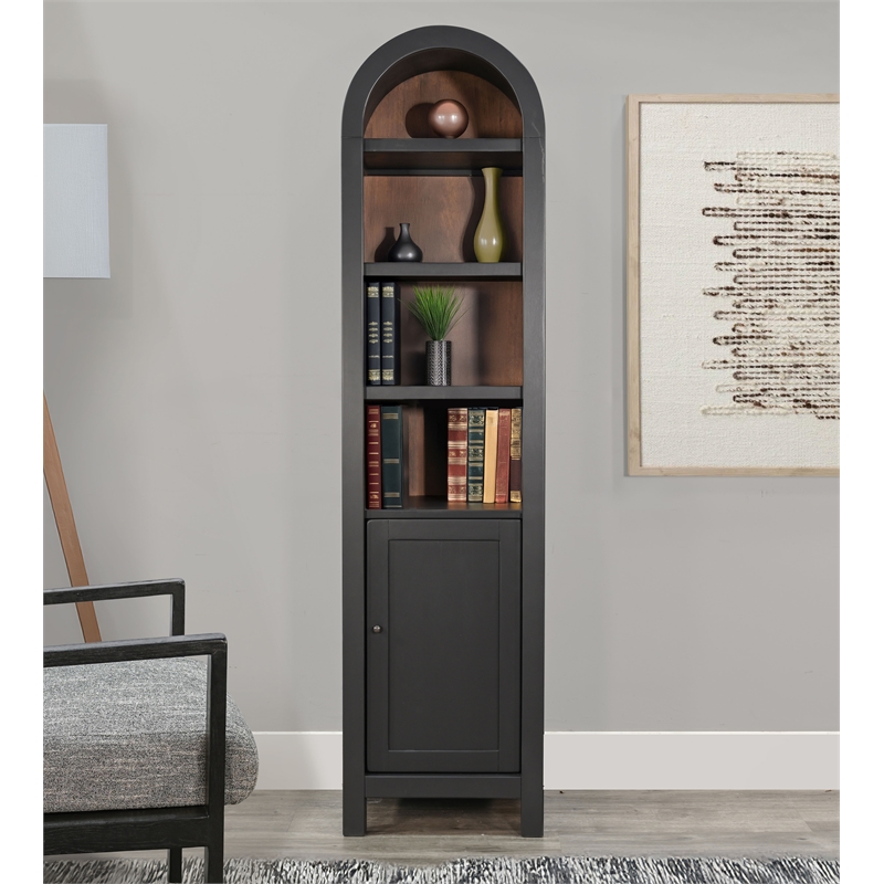 Pemberly Row Wood Contemporary Arched Black Finish Cabinet Storage