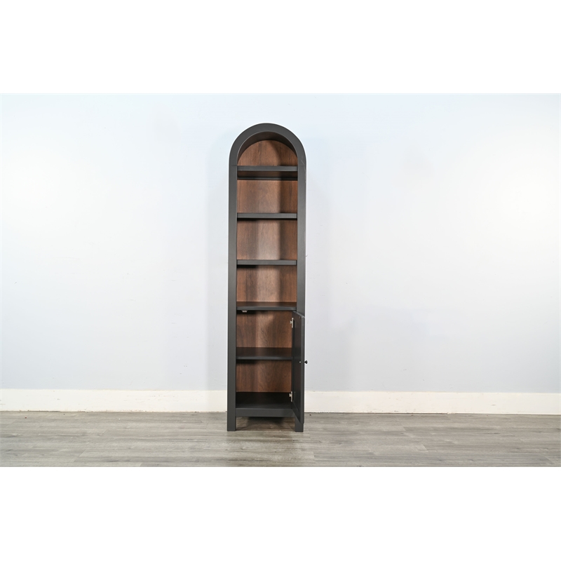 Pemberly Row Wood Contemporary Arched Black Finish Cabinet Storage