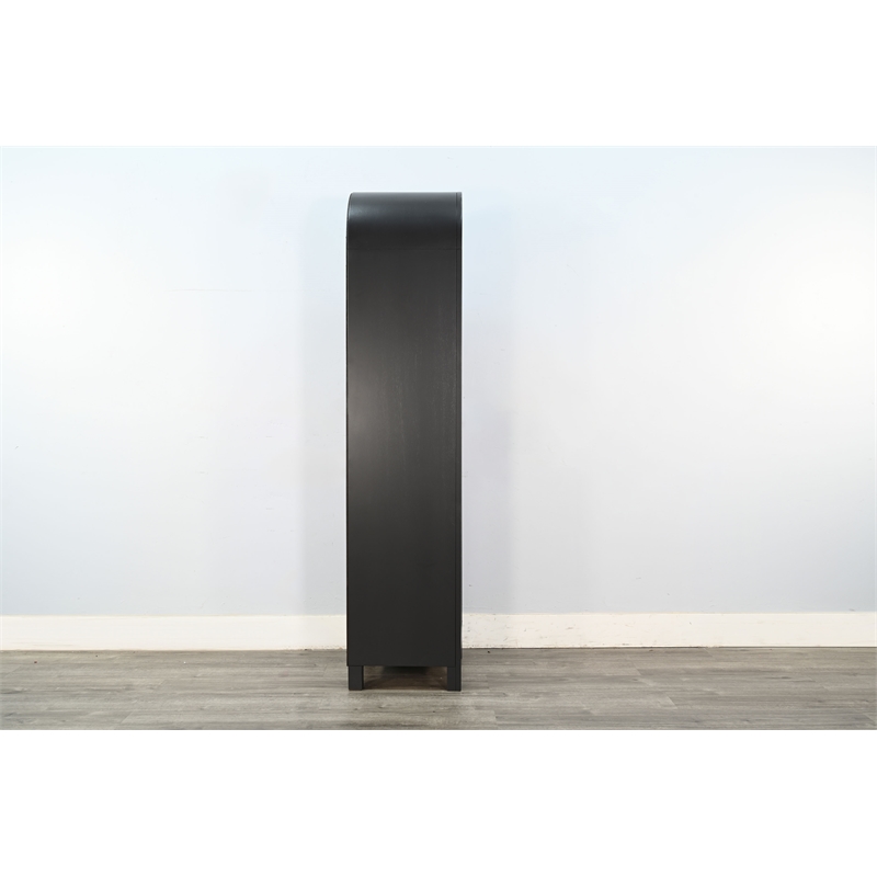 Pemberly Row Wood Contemporary Arched Black Finish Cabinet Storage