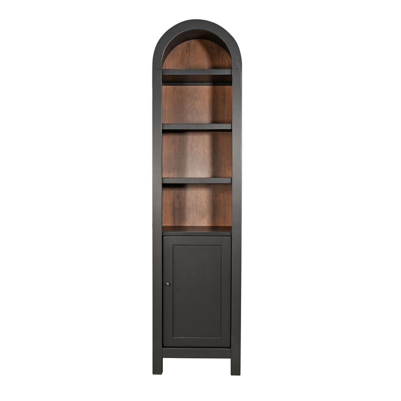 Pemberly Row Wood Contemporary Arched Black Finish Cabinet Storage