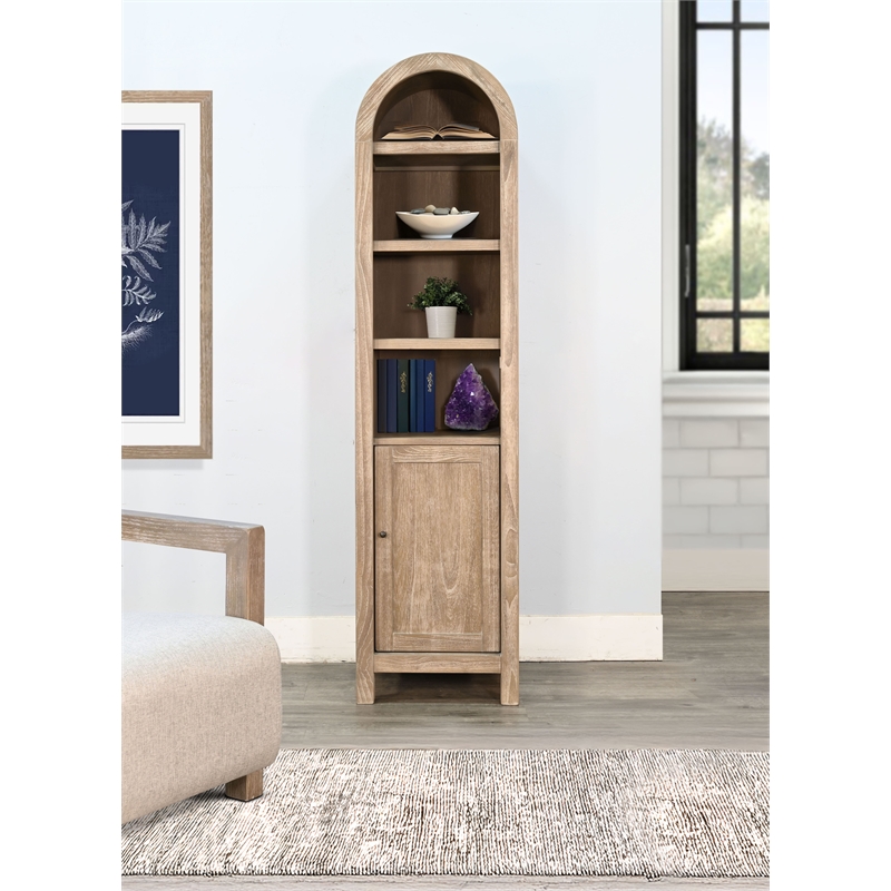 Pemberly Row Wood Contemporary Arched Natural Cabinet Storage