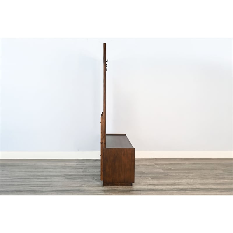 Pemberly Row Brown Finish Contemporary Wood Hall Tree with Bench