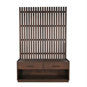 Pemberly Row Brown Finish Wood Transitional Hall Tree with Bench