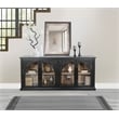 Pemberly Row Modern Black Wood Display Cabinet with Arched Glass Doors
