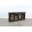 Pemberly Row Modern Black Wood Display Cabinet with Arched Glass Doors
