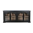 Pemberly Row Modern Black Wood Display Cabinet with Arched Glass Doors