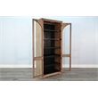 Pemberly Row Wood Natural Tall Cabinet with Arched Glass Doors