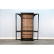 Pemberly Row Wood Natural Tall Cabinet with Arched Glass Doors