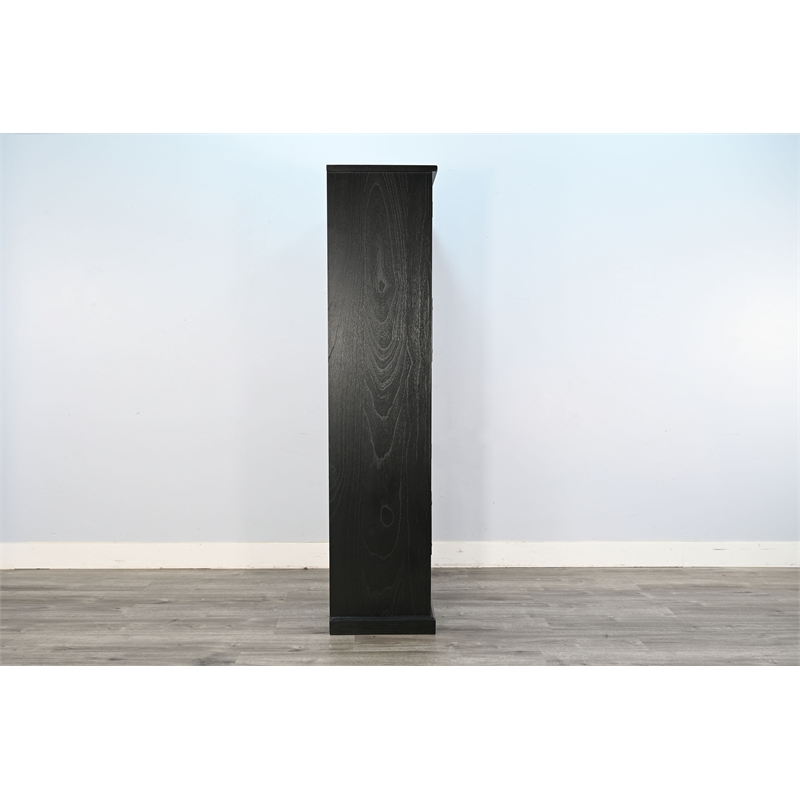 Pemberly Row Wood Natural Tall Cabinet with Arched Glass Doors