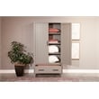 Pemberly Row Transitional Linen Cabinet with Shelves and Deep Storage Drawer