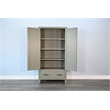 Pemberly Row Transitional Linen Cabinet with Shelves and Deep Storage Drawer