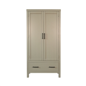 Pemberly Row Transitional Linen Cabinet with Shelves and Deep Storage Drawer