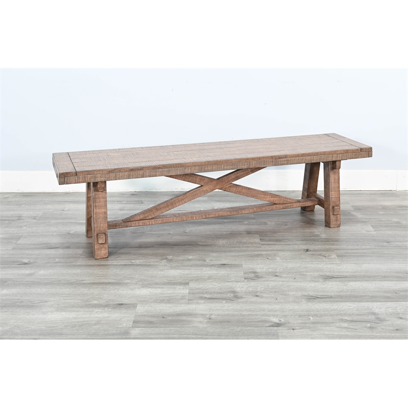 Pemberly Row Contemporary Wood Farmhouse Natural Dining Bench