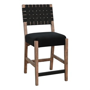 Pemberly Row Mid-Century Woven Back Black Counter Stool (Set of 2)
