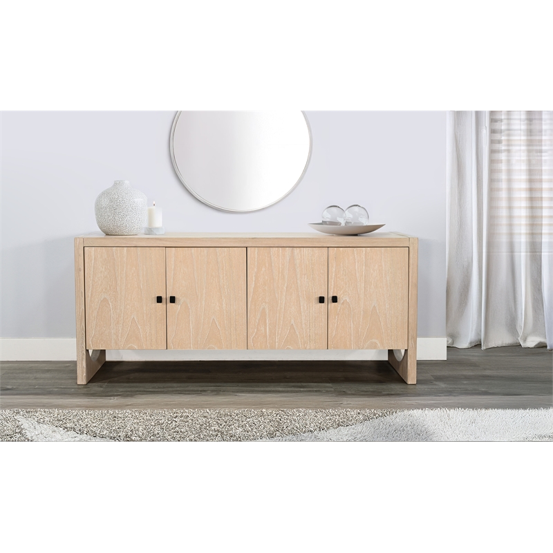 Pemberly Row Wood Contemporary Arched Leg Natural Oak Buffet