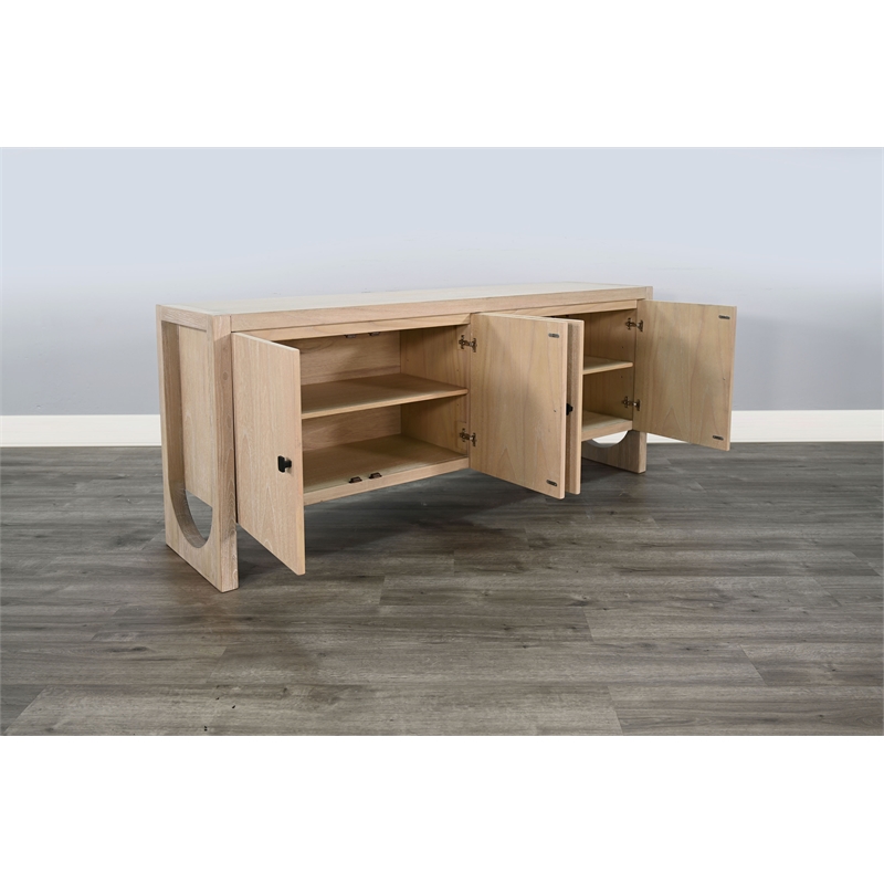 Pemberly Row Wood Contemporary Arched Leg Natural Oak Buffet