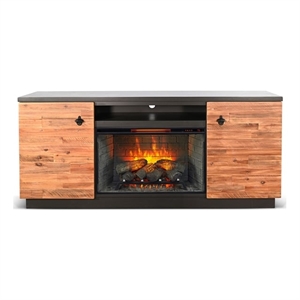 Pemberly Row Traditional 78&quot Media Console with Electric Fireplace