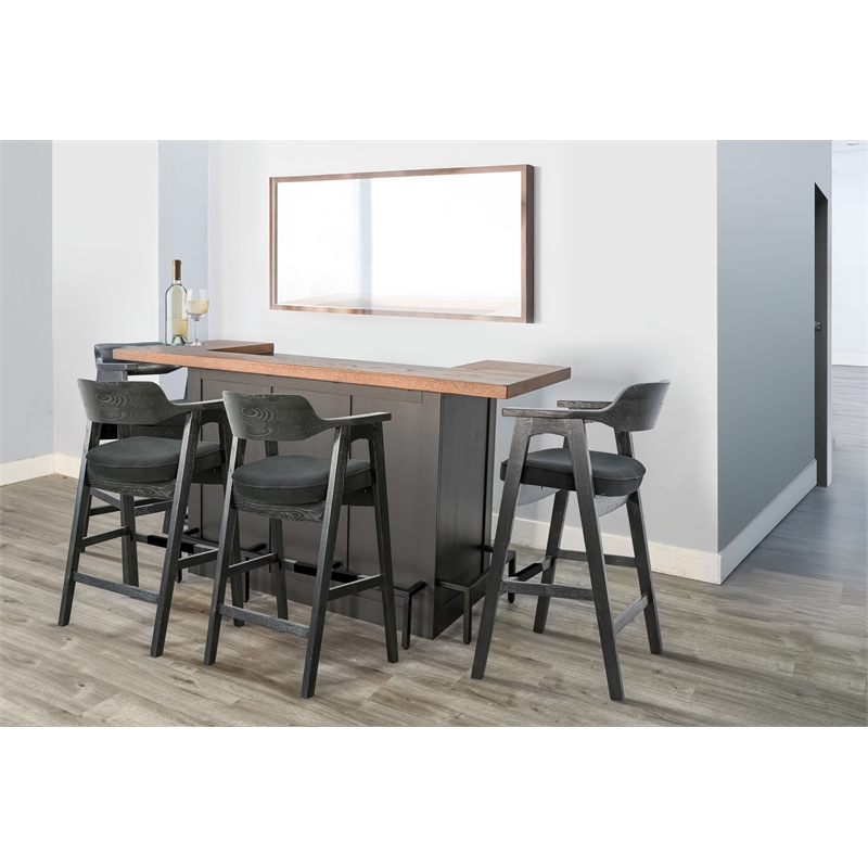 Pemberly Row Wood Contemporary Black Finish Uptown Front Bar