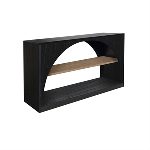 Pemberly Row Modern Wood Sofa Table with Arched Open Shelf Design