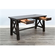 Pemberly Row Brown Contemporary Wood Writing Desk with Power Plug