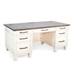 Pemberly Row Contemporary Wood Desk with Drawers in White Finish