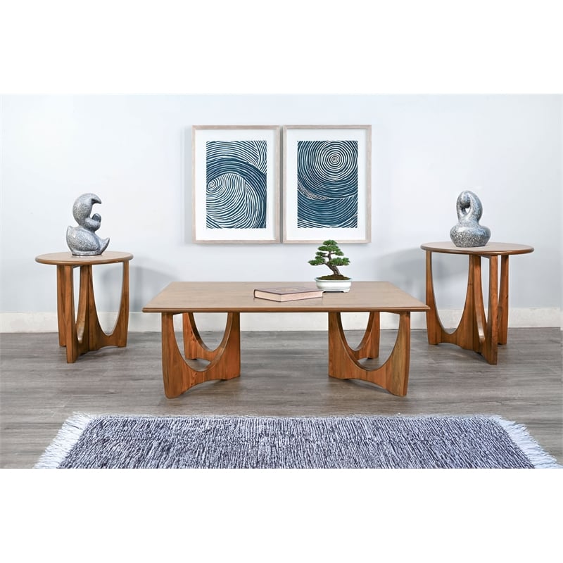 Pemberly Row Brown Contemporary Wood Rectangular Cocktail Table