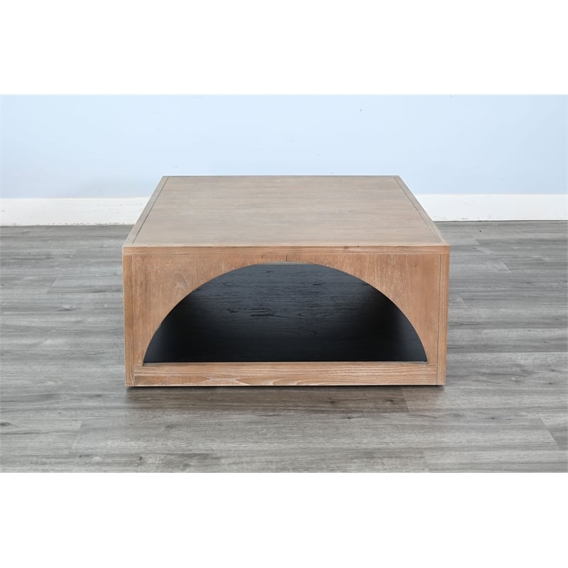 Pemberly Row Modern Wood Coffee Table with Arched Open Shelf Design