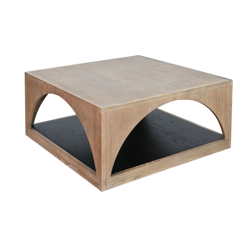 Pemberly Row Modern Wood Coffee Table with Arched Open Shelf Design