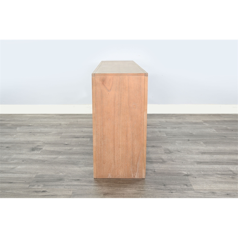 Pemberly Row Modern Wood Sofa Table with Arched Open Shelf Design