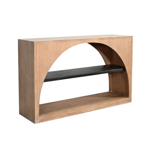 Pemberly Row Modern Wood Sofa Table with Arched Open Shelf Design