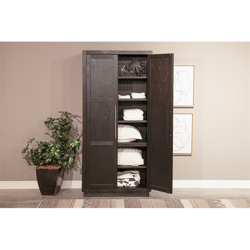 Pemberly Row Contemporary Wood General Storage Cabinet in Black