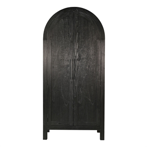 Pemberly Row Contemporary Wood Black Finish Storage Arch Cabinet