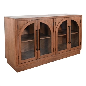 Pemberly Row Brown Contemporary Wood Double Arch Accent Cabinet