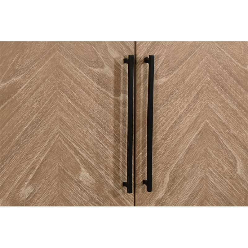 Pemberly Row Modern Accent Cabinet with Chevron Doors and Metal Base