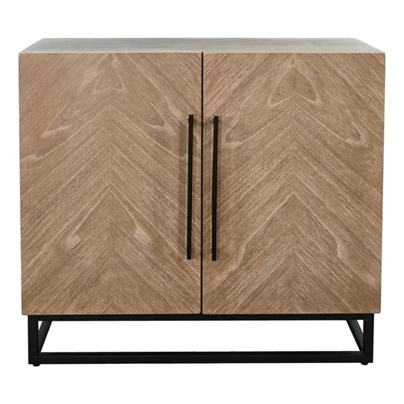 Pemberly Row Modern Accent Cabinet with Chevron Doors and Metal Base