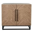 Pemberly Row Modern Accent Cabinet with Chevron Doors and Metal Base