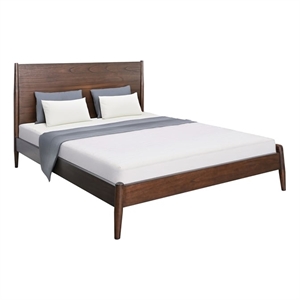 Pemberly Row Brown Finish Wood Mid-Century Eastern King Panel Bed
